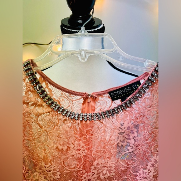 Forever 21 + Plus Sizes Elegant Dusty Pink Lace & Tulle Dress - Picture 5 of 16